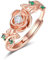 Zeuslia Rosegold Rose Ringe Silber 925 Verstellbar Diamant Ring Mit Geburtsstein April Schmuck Geschenke für Damen Frauen