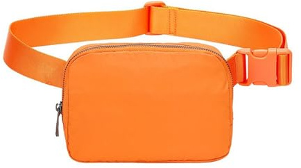 Uwiyo Bauchtasche Damen, Gürteltasche Herren Frauen Nylon Hüfttaschen Crossbody Bag Umhängetasche kleine Brustbeutel mit verstellbarem Riemen für Sport Laufen Reise Fahren (Orange)