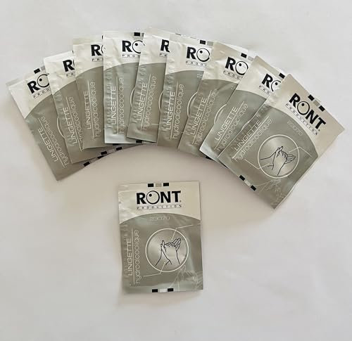 Lingettes Hydroalcooliques Ront – Lot de 10, Fabriquées en France, Idéales pour une Désinfection Pratique et Efficace