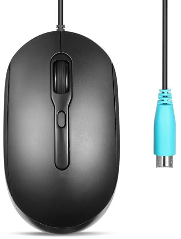 Perixx PERIMICE-222P Mouse PS/2 con Cavo - Cavo Lungo 1,8 Metri - Design Ottico 1200/1600/2000 DPI - Nero