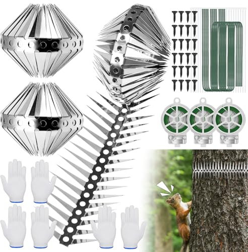 Yimomoyi Marderschutz Fallrohr Edelstahl, 300 cm Marderabwehr Fallrohr, Marderabwehrgürtel mit Zubehör, Stacheldraht Tierabwehr für Haus, Garten, Fallrohrschutz, Übersteigschutz für Zaun