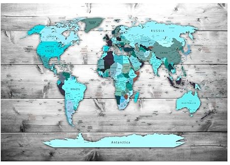 KunstLoft Tapete 'World Map: Blue Continents' 98x70cm | Fototapete modern | selbstklebend
