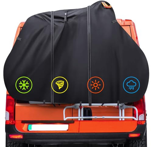 Roaxkois Couverture de pour 2 vélos - Housse de vélo pour le transport, tissu Oxford 600D, revêtement PU, imperméable & Heavy Duty, couverture de vélo porte-arrière pour le stockage voyageur