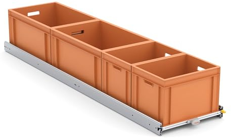 Tinobu Heckauszug XXL für den DIY-Ausbau, Auszugsstem für Euroboxen, Schwerlastauszug mit Einhandbedienung (180x40cm)