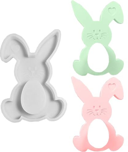 TREABEAR Silikonform Osterhase mit Herz, Gießformen für Kerzenhalter, Ostern und Frühling