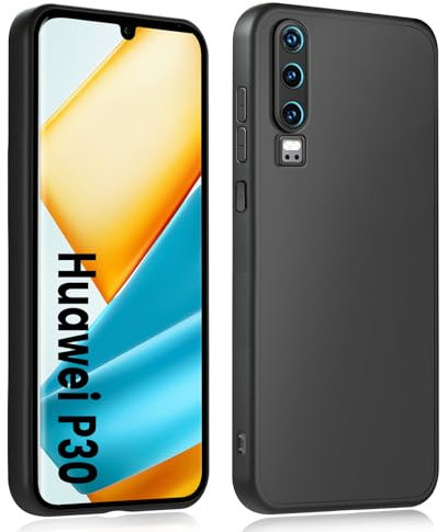 HuwaiH Handyhülle für Huawei P30 Hülle, Upgraded Kameraschut, Anti-Rutsch Stoßfest Haltbarkeit Schutzhülle, Anti-Fingerabdruck Weich TPU Case, Rundumschutz, Fallschutz, Passgenau für P30, Schwarz