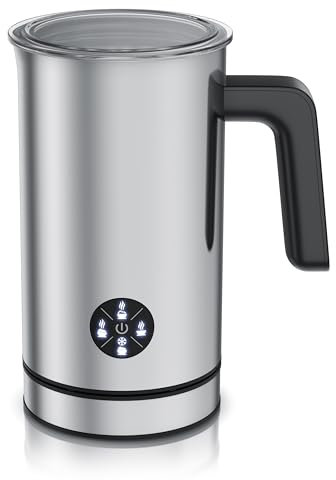 Arendo Montalatte Elettrico 500 W, Doppia Parete, 4 Programmi, Montatura Calda e Fredda, Schiuma Cremosa e Compatta, 150/300 ml, Rivestimento Antiaderente, Per Cappuccino/Latte Macchiato