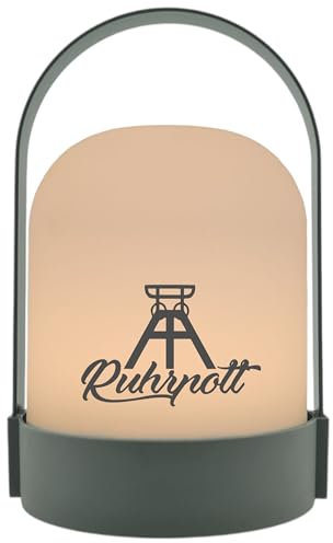 WB wohn trends LED-Laterne, Ruhrpott Förderturm, 22x14cm Batterie LED-Licht Kunststoff Lampe mit Text Spruch