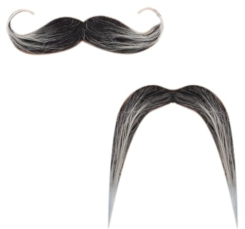 2 Stück Klebe Schnurrbart Selbstklebend,Fake Bart zum Ankleben Kunstbart,Schnurrbart zum Ankleben,Klebe Bart Karneval Oberlippenbart,Aufkleben Falscher Mustache Karneval,Fasching Kostüm Mexikaner
