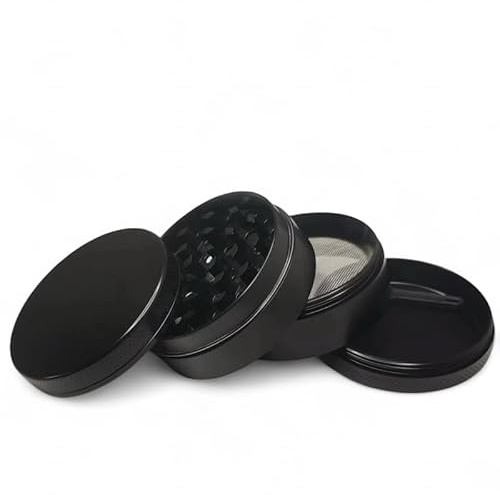 Grinder Ø50mm, 4-teiliges Crusher-Set für getrocknete Kräuter – Hochwertiges, messerscharfes Mahlwerk (Schwarz)