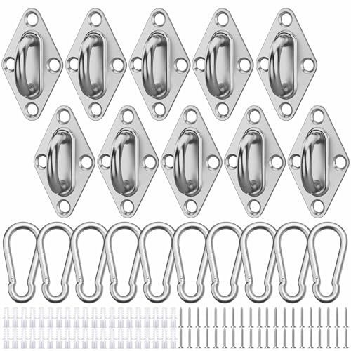 Kendwing Gancio Soffitto M5,4 Pezzi Gancio da Soffitto,Placca Occhiello,Ganci da Soffitto,Piastra Oculare per Oggetti Appesi