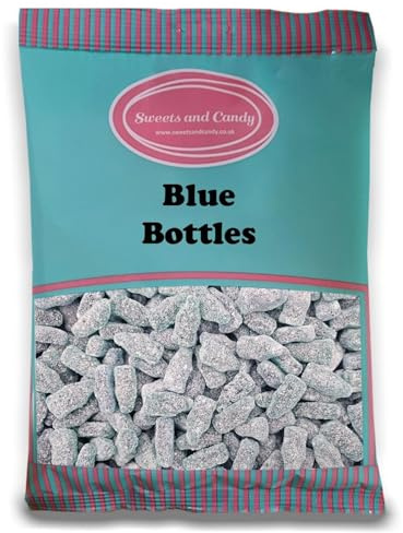 Sweets and Candy® Blue Bottles 1Kg - Retro Blue Jelly Sweets with a Sugar Coating - Bulk 1 Kilo Bag - A Perfect Pick and Mix Gift Idea