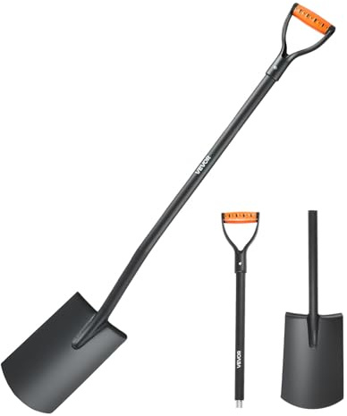 VEVOR Pala Quadrata, Pala Piatta 1220 mm, Pale da Trasferimento con Lama in Lega di Acciaio e Impugnatura a D Antiscivolo, Staccabile, per Giardinaggio, Edilizia, Scavi e Rimozione della Neve