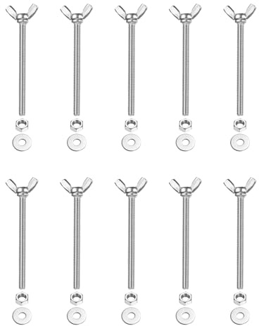 PATIKIL Lot de 10 vis papillon M5-0,8 x 50 mm en acier inoxydable 304 - Vis à main pour matériel électronique - Argenté