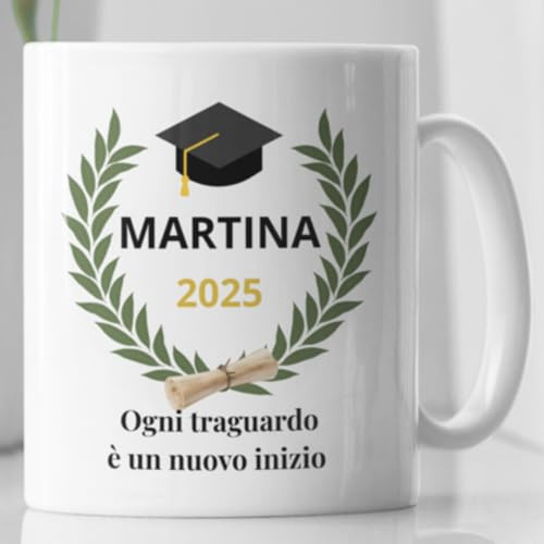 Generico Tazza Laurea Personalizzata con Nome e Anno – Frase “Ogni Traguardo è un Nuovo Inizio” – Regalo Neolaureata, Laureata Donna – Neolaureato, Laureato Uomo – Festa Tesi 2026 – Idea Originale