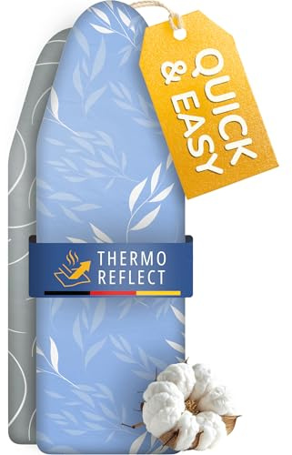 Yellocean Turbo Copriasse da stiro 150x50 – Riflettente al calore per stirare più velocemente – montaggio facile con elastico – doppia imbottitura comfort | XL