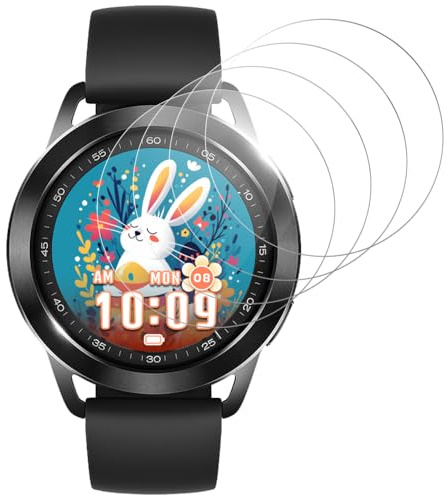 Beukei 4 Stück Panzer Schutz Glas für Xiaomi Watch S3, Glas,9H Härte,HD Klare,Blasenfrei,Anti-Kratzen, Panzerglasscheibe Film