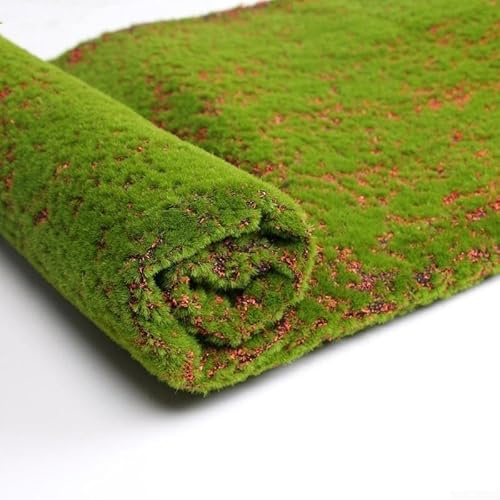 Künstliche Moosmatte, 1 m x 2 m, künstliche Grünpflanzen, Grasrolle für Zuhause, Geschäft, Terrasse, Wanddekoration, DIY, Perlenbaumwolle und Seidenmischung, realistischer dicker Rasen mit Kaffeeboden