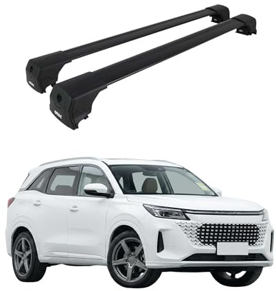 OMAC Dachträger für DFSK E5 2023-2026 Aluminium 2 Stangen Schwarz | ISO/PAS 11154:2006 geprüft, Abschließbar, City-Crash-getestet, bis 75 kg Traglast, Querträger, Grundträger