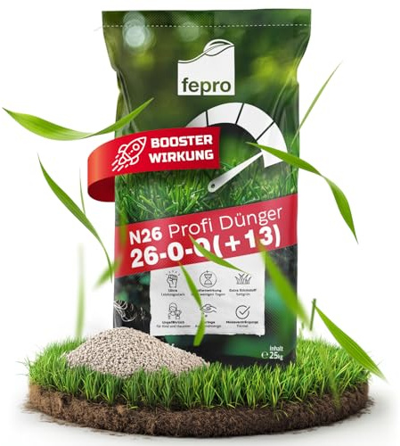 Fepro® N26 Rasendünger Power-Boost 25 kg | Profi-Stickstoffdünger mit Schwefel (26-0-0+13) | Turbo-Wachstum für sattgrünen Rasen & starke Pflanzen | Ammonsulfatsalpeter für Rasen, Obst & Gemüse