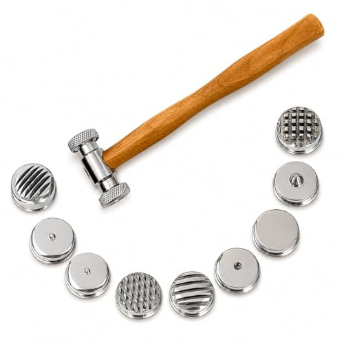 Texturing Hammer for Jewelry Making, Dual Head with 9 Interchangeable Tips