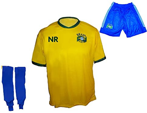 Spielfussballshop Brasilien Trikot Hose Stutzen mit Wunschname Nummer Größe L