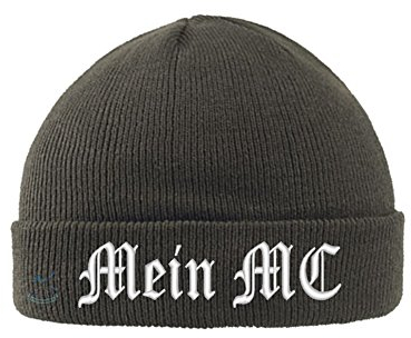 Smart Strickmütze WUNSCHTEXT (Oliv)