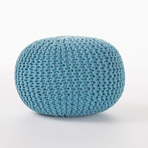 Christopher Knight Home Poona handgestrickter runder Pouf (Aqua)