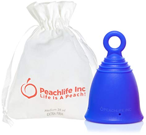 Peachlife Inc AB Coupe menstruelle extra ferme avec anneau pour un retrait facile 28 ml 12 heures sans fuite Alternative aux tampons et tampons Silicone de qualité médicale approuvé par la FDA
