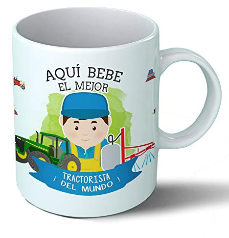 Planetacase - Taza tractorista - Regalo Original - Cerámica 330 mL - Taza Desayuno Apta para Microondas y Lavavajillas - Agricultores - Resistente a Lavados