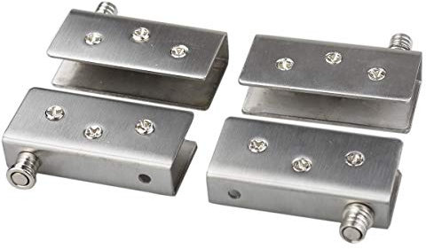 Confezione da 4 cerniere per porta in vetro con perno a 90°, in acciaio inox, per vetro da 10 a 12 mm
