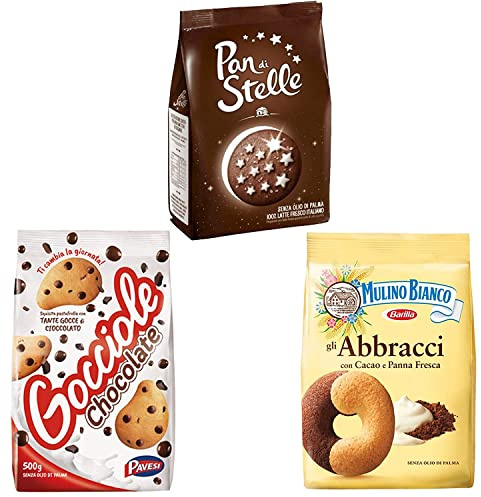 Italian Biscuits PAN DI Stelle + ABBRACCI + GOCCIOLE AL Cioccolato