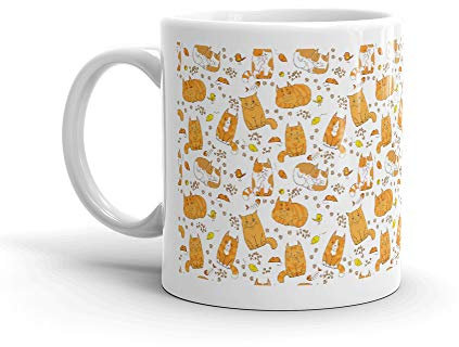 DV Mugs Ltd Cute Ginger Cats Pattern Mug - Cat Kitten Orange Mum Auntie Cup #15291