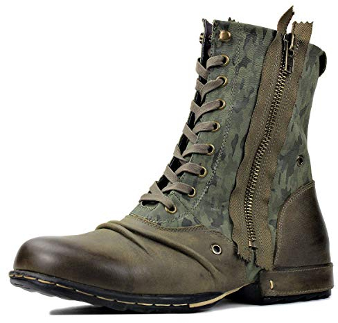 COWSDELLA Stivali da uomo in pelle con suola in gomma Stivali da Moto da Motociclista Cowboy con cerniera Chukka Stivaletti Classico