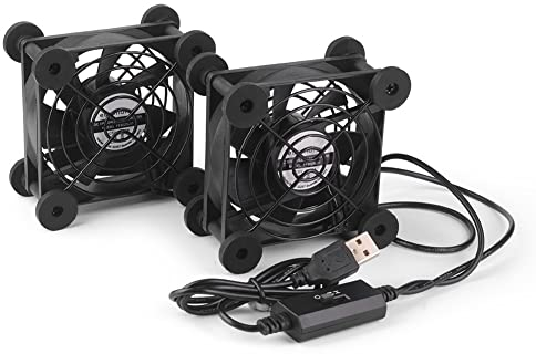 euroharry Ventilador de PC USB 80MM Con ventilador USB de doble ventilador de 5V ajustable de 3 velocidades, con rejilla metálica Ventilador de caja 2 en 1 para pc/computadora portátil