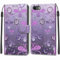 Nadoli Handyhülle für iPhone 6S/6 4.7,Bunt Bemalt [Lila Blumen] Lanyard PU Leder Standfunktion Magnetverschluss Brieftasche Hülle Schutzhülle Etui