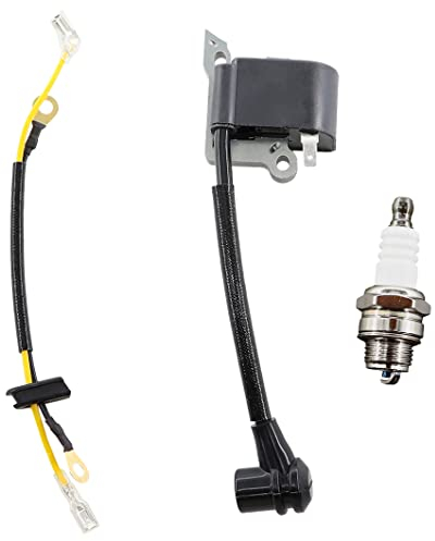 MCHNIC Bobine d'allumage avec bougie d'allumage pour Husqvarna 36 41 136 137 137E 141 142 142E 235 240 236 235E 236E 240 Tronçonneuse Remplace 545199901 530039143