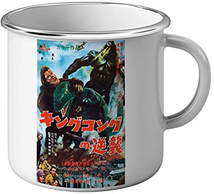 Tasse emailliert Metall Poster Vintage Film King Kong Versus Godzilla Poster Altes Kino Retro
