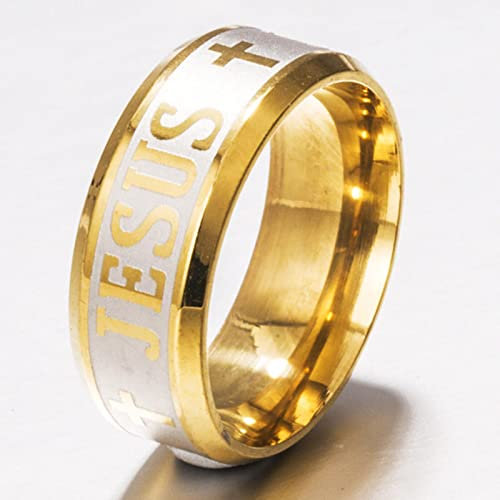 PUYYDS Jesus Brief Ring Männer Titan Edelstahl Gold Schwarz Silber Farbe Kreuz Ringe Für Frauen Herren Kreuz Paar Schmuck Geschenk