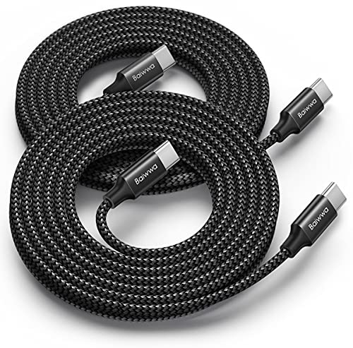 Baiwwa USB C auf USB C Kabel 3M Lang, 2Stück Ladekabel USBC auf USBC 60W für iPhone 15/16 Pro Max, für Samsung Galaxy S25 S24 Plus, Switch, Tablet -Schwarz