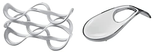 Guzzini Cuvée Icons Cantinetta Universale, 32.4 x 16 x 18.2 cm, Bianco (White) & Poggiamestolo Kitchen Active Design, Grigio Cielo, 24 x 11 x h4.5 cm