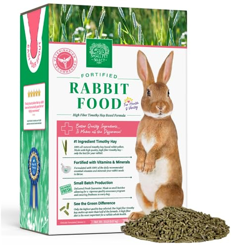 Small Pet Select Pet Rabbit Food, Pellets, Treats for Bunny Rabbits, for Health and Vitality, High Fiber Timothy Hay Based Formula, 40 lb