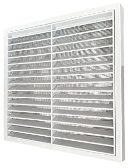 GEFONG Griglia Ventilazione a Lamelle 8 Pollici 200mm con Rete Anti-insetto Per Asciugatrice Sfiato del Bagno Aeratore a Soffitto Ventilatori Estrattori Plastica Bianco 1 Pezzo