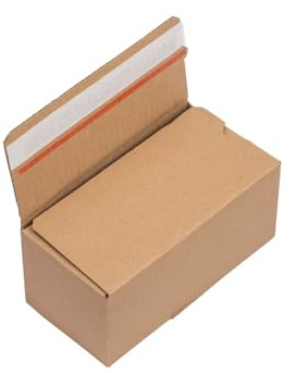 smiley pack 600 Stück Automatikboden Karton 195 x 95 x 90 mm Fix Aufrichtekarton mit Selbstklebeverschluss und Aufreißfaden Versandschachtel Versandkarton Verpackungskarton Versandbox