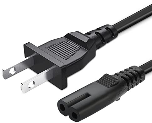 10 pieds 2 broches AC Cordon d'alimentation Compatible avec Sony TCL Année Samsung LG Haier Sony Insignia Jvc Sharp Toshiba Vizio Hisense Ultra HD Smart LCD TV Moniteur 2 Prong Câble d'alimentation