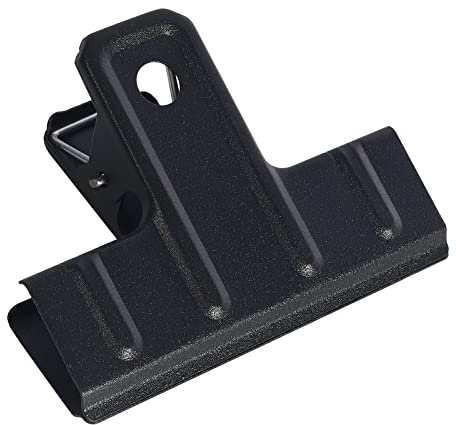 POERMA 12 Pack Large Bull Clips, 3 Inch/78mm Metal Binder Clips, Bulldog Hinge Clip for Pictures, Food Bags, Home & Office, Black