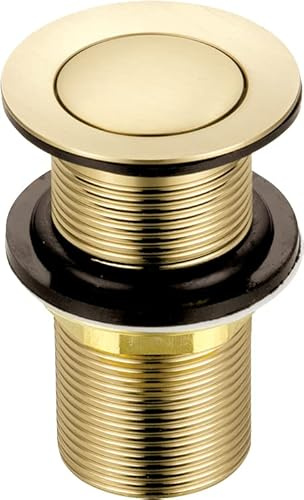 Xcel Home gebürstetem Gold ungeschlitzt Waschbecken Pop Up Drain Plug | Massivem Messing Ersatz Click Clack Küche Spüle Stopper, Runde Spüle Drain Stopper, Standard G 1 ¼ BSP Fitting 1- Pc
