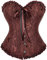 SZIVYSHI Brown Corset - Corsets for Women - Overbust Sweetheart Lace Up Plastic Bones Bustier Top - Waist Trainer - Size L