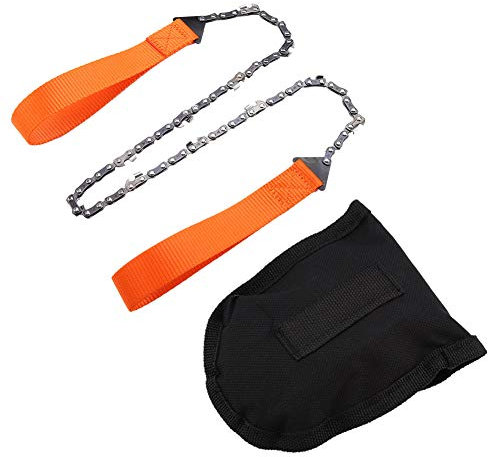 24.8inch Portable Handheld Survival Chain Saw, High Reach Tree Limb Hand Rope Saw, Rope Chain Saw with Storage Bag, Manganese Steel Folding Pocket Chain Saw for Camping Gardening Survival Gear