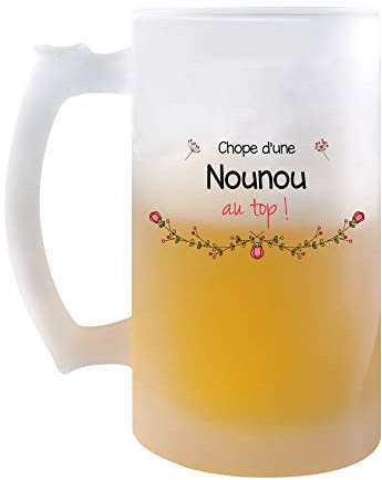 Chope Nounou au Top Femme | Verre à bière Pinte Idée Cadeau Anniversaire Noël Amitié